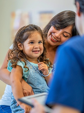 mother and daughter at doctor