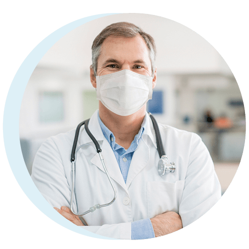 male pulmonologist doctor with mask on