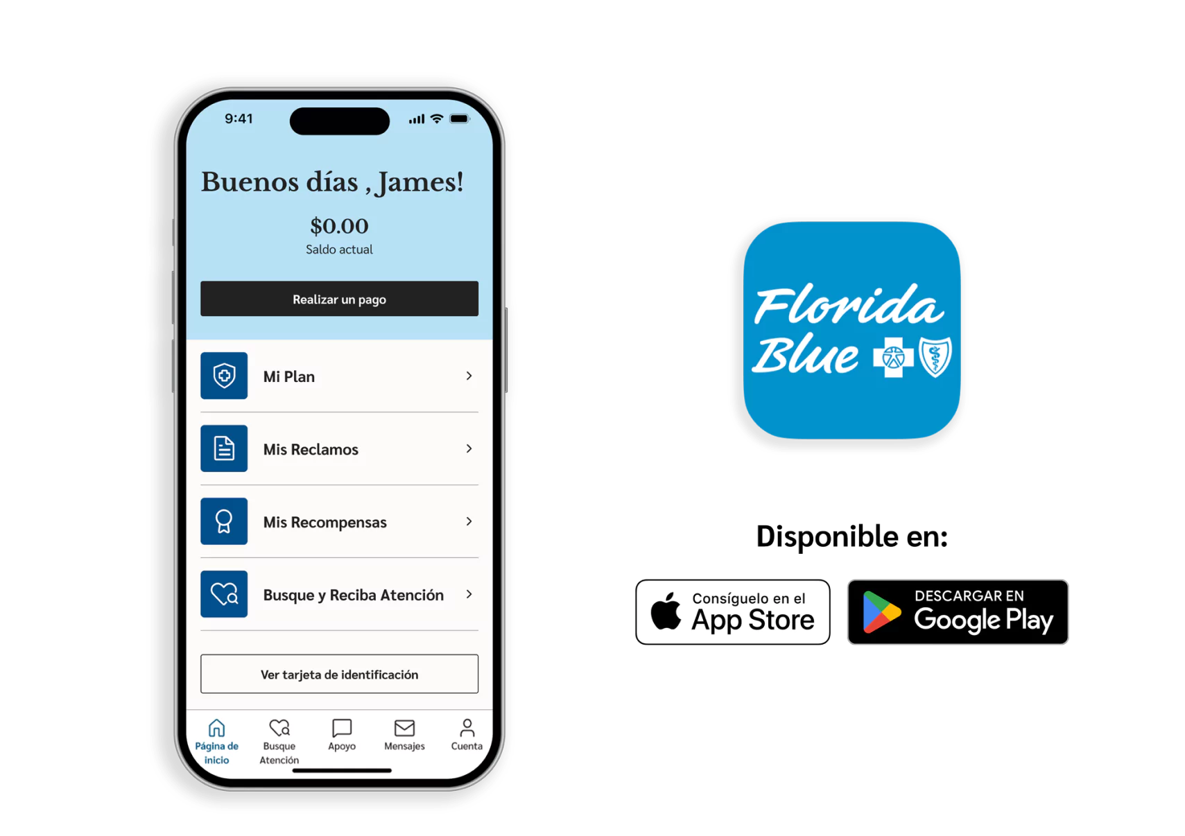 Descarga la aplicación de Florida Blue en la Apple App Store o en la Google Play Store