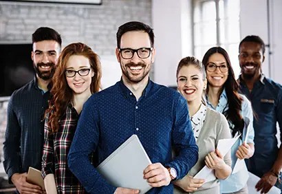 Smiling coworkers