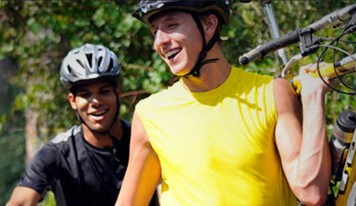 Two men with bikes