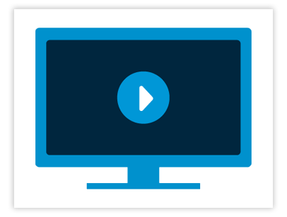 graphic of a computer screen with a play button icon