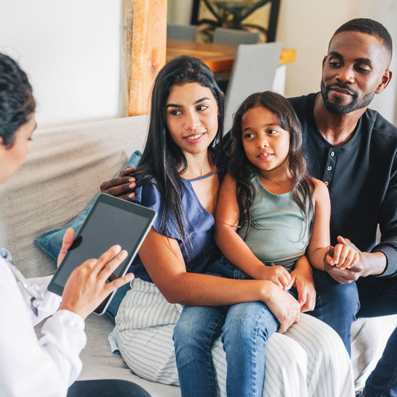 Family talking to doctor