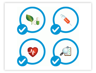 preventive health icons in circle with checkmarks